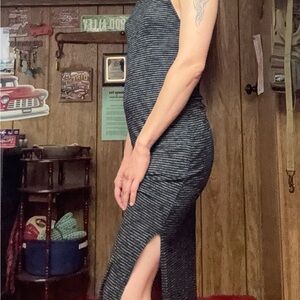 Striped Black and Gray Women's Dress